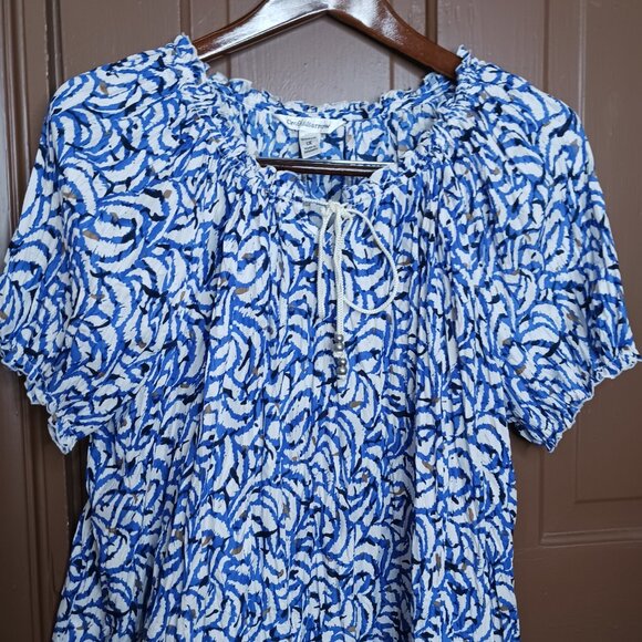 Croft & Barrow Women's Blue & White Short Sleeve Blouse/ Top size 1X - Picture 9 of 9